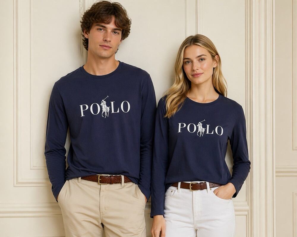 Polo Ralph Lauren Loungewear Long Sleeve Graphic T-Shirt Tee Unisex Blue NWT XL
